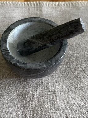 Dark Gray Marble Mortar and Pestle